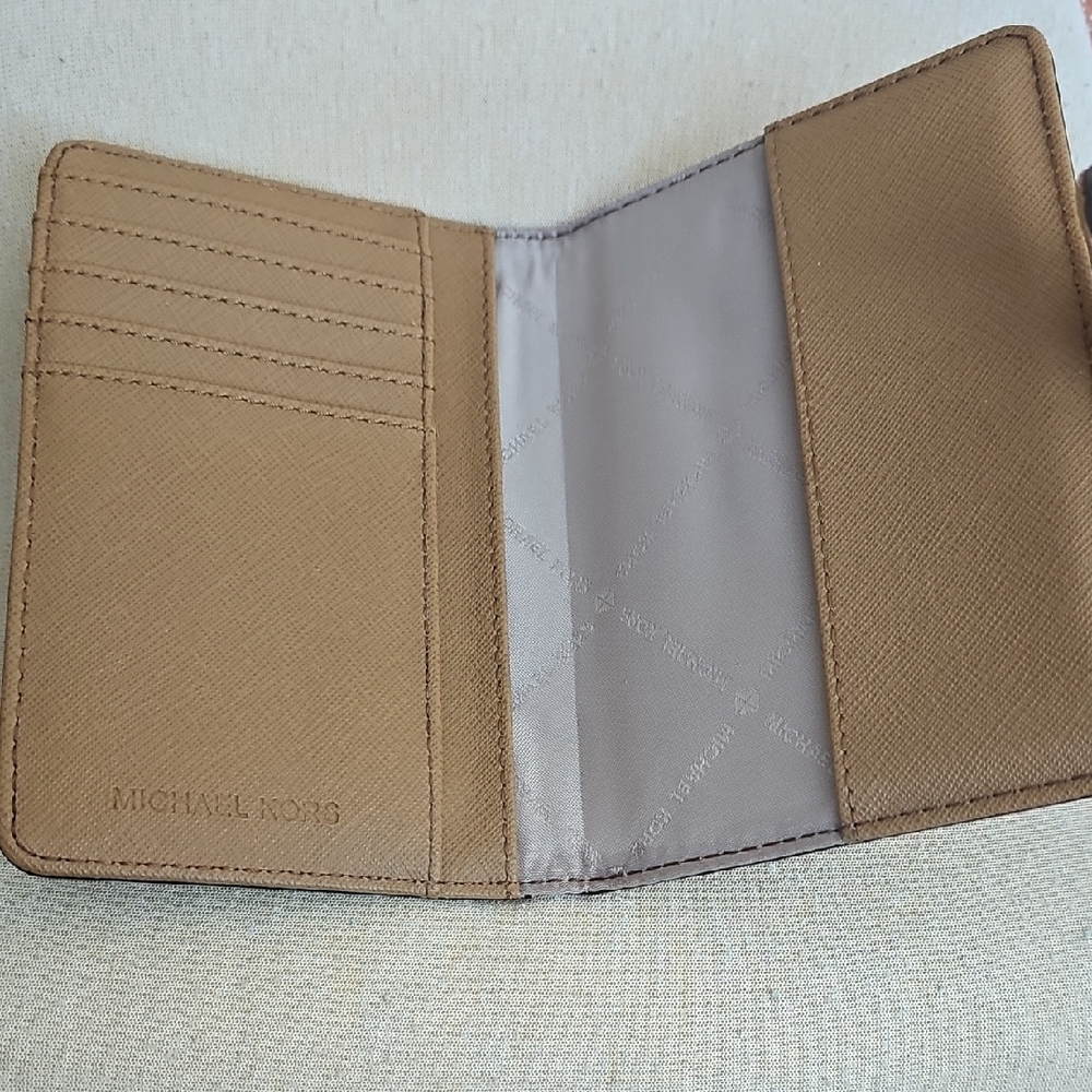 Michael Kors Black MK Signature Snap Wallet with Gold Logo - Picture 4 of 4